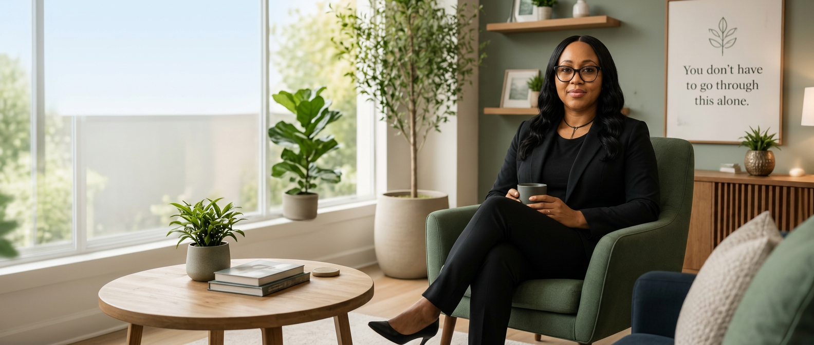 Yvette Brooks in her welcoming therapy office
